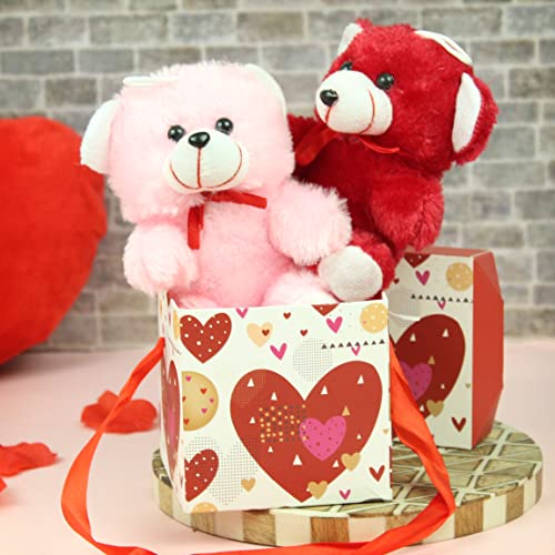 TIED RIBBONS Valentine Gift for Girlfriend Wife Girls Women - Romantic Teddy Bear Card Pendant and Artificial Golden Rose Flower with Box Hamper,Silk 3 51dCk1UDQlL