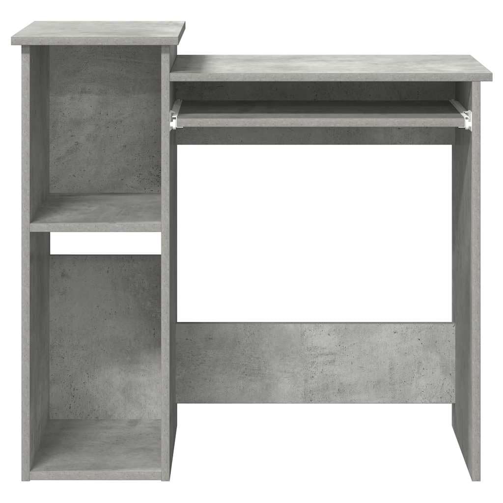 Scrivania con ripiani, grigio cemento, 84 x 40 x 78 cm, in legno stabile, scrivania per computer, postazione di lavoro per ufficio, segretario con spazio per lo studio e l'arredamento
