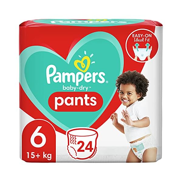 Pampers Baby-Dry Pants 6, 24 Höschenwindeln, Einfaches An- und Ausziehen, Zuverlässige Pampers Trockenheit, 15kg+