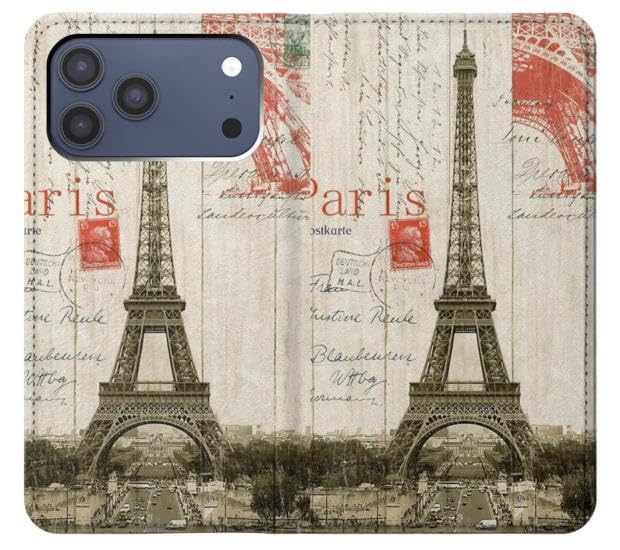 Housse cuir iPhone 17 Pro Max Eiffel Tower Paris - Finition premium et détails gravés - 3