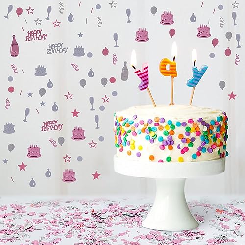 Image of OSDUE Pink Gold Silver Happy Birthday Confetti, 3000 Pieces Birthday Cake Metallic Foil Balloon Confetti, Table Scatter Confetti Decorations for Birthday /Wedding /Anniversary /Party Supplie