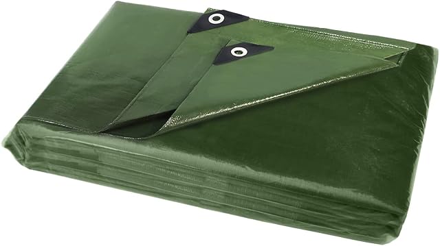 ANSIO Tarpaulin Waterproof Heavy Duty Sheet 2m x 3m / 6.5ft x 10ft Premium Grade Tarpaulin 200g/m² - Green