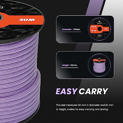 Abma Cord Paracord 620 lbs 4mm 9 Strands 100% Nylon 30M - Lilac, Solid-lilac, 30 Meters - Image 2