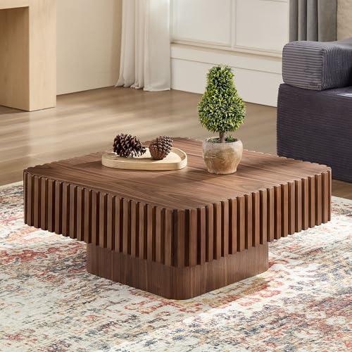 WILLIAMSPACE 35.43" Square Coffee Table with Sturdy Base, Modern Luxury