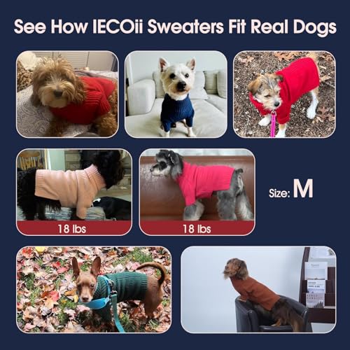Image of Turtleneck Dog Sweater,Thermal Knitted Sweater for Small Dogs Girl Boy, M | 4-Way Stretchy Fit, Cozy & Warm Pullover Clothes for Fall Winter, Indoor & Outdoor Knitwear, Fit for Frenchie, Dachshund