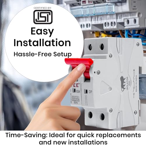 Image of Double Pole MCB Isolator Overload & Surge Protection | 10-Year Warranty | Durable Polycarbonate Housing | C-Curve 240-V (Standard Size, White) (MCB DP Isolator 40 AMP)