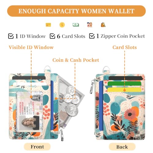 Image of Hancynir Boho Floral Small Wallet Women Credit Card Holder, Wristlet RFID