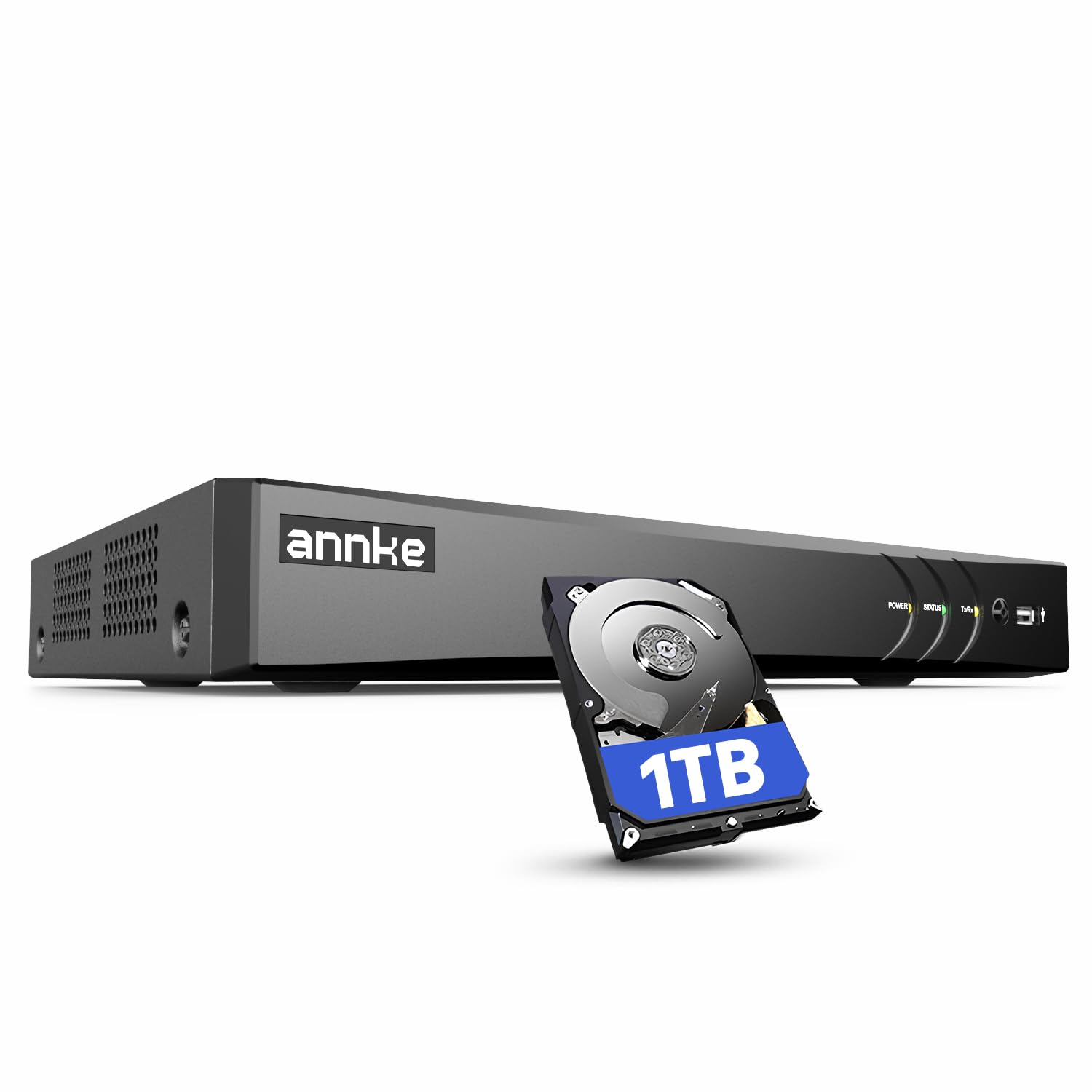 ANNKE 8CH 4K DVR mit 1TB Festplatte, 8MP H.265+ CCTV Network Digital Video Recorder, Erkennung von Person/Fahrzeug, Unterstützt 8 analoge und 4 IP Kameras, E-Mail Alarm mit Bildern