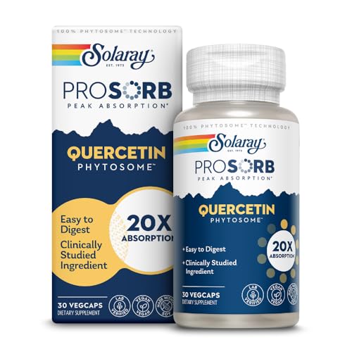 SOLARAY Quercetin Phytosome - 20X Absorption - Easy-to-Digest Antioxidants Supplement for Overall Health Support - Vegan and Made Without Soy - 60-Day Guarantee - 30 Servings 30 VegCaps
