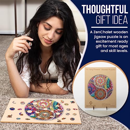 Zenchalet Yin Yang Flower 200 Piece Wooden Jigsaw Puzzle For Adults - Uniquely Shaped Pieces With Durable Construction - Perfect For Birthday Gifts, Game Nights And Camping #TOP5