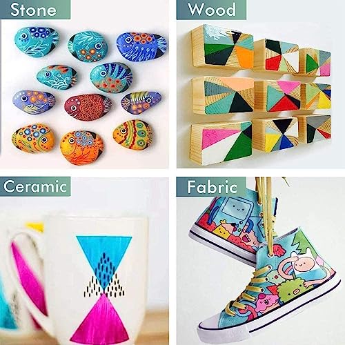 Image of BOLT BEE Acrylic Paint Markers with Brush Tips, Quick-Drying Waterproof Ink for Rock, Plastic, Wood, Canvas, Glass, Ceramic, Metal Art Crafts Projects (12 Color Acrylic Marker)
