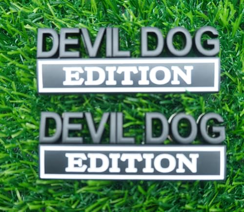 Image of 2pc Devil Dog Edition Emblem 3D Dog Edition Fender Tailgate Badges Bumper Decal Sticker Nameplate for Universal Vehicle, Car, Truck, SUV Motorcycle Accessories Decoration (Black White)