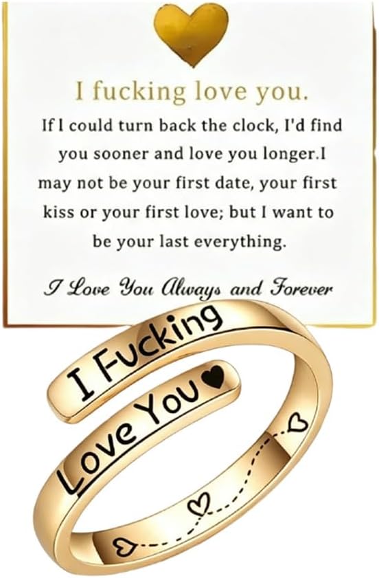 I Fvcking Love You Engraved Ring Stainless Steel Spiral Promise Rings for Men Women