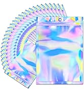 150 Pack Holographic Bags 5 x 7 Inches Packaging Bags, Resealable Smell Proof Bags Packaging Bags...