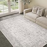 HUGEAR Vintage Grey Rugs Living Room Washable Non Slip Large Area Rug 150x210cm Bedroom Kitchen Hall Lounge Office Dining Room Indoor Carpet Low Pile Big Carpets