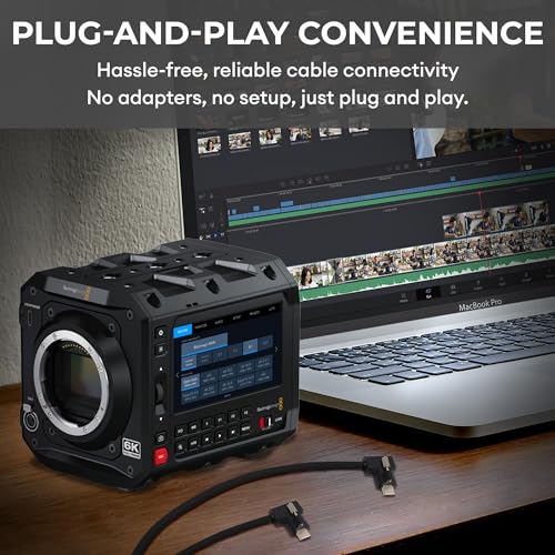 Image of XLCS Locking EVF Cable for Blackmagic Pyxis and URSA Cine 12K - USB-C 3.1 /3.2-20Gbps - 100W Power - Secure Lock - High-Speed Pyxis Monitor Cable - Durable and Reliable (50cm (20 inch) - Black)