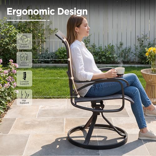 Image of LOUVIXA Patio Swivel Chair Set of 8, All-Weather Patio Swivel Rocking Chair, High Back Patio Dining Chairs for Backyard, Porch, Lawn, Garden(8, Dusky Gray)