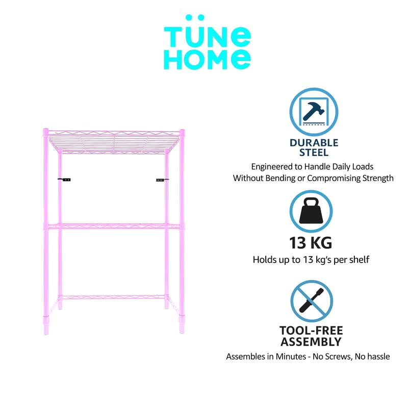 Image of 2-Shelves Microwave Large Heavy Duty Steel Storage Rack | Multipurpose Shelving Unit for Kitchen, Home & Utility A