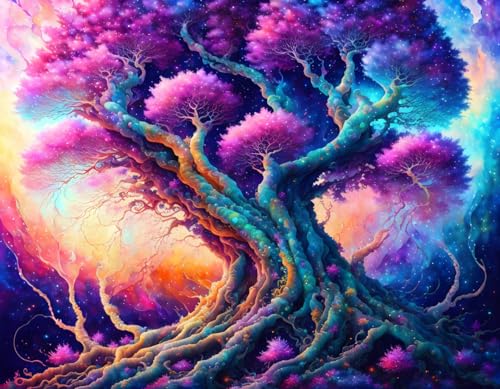 Poster arbre épique de la sagesse botanique futuriste en toile 50x70cm sans cadre pour salon