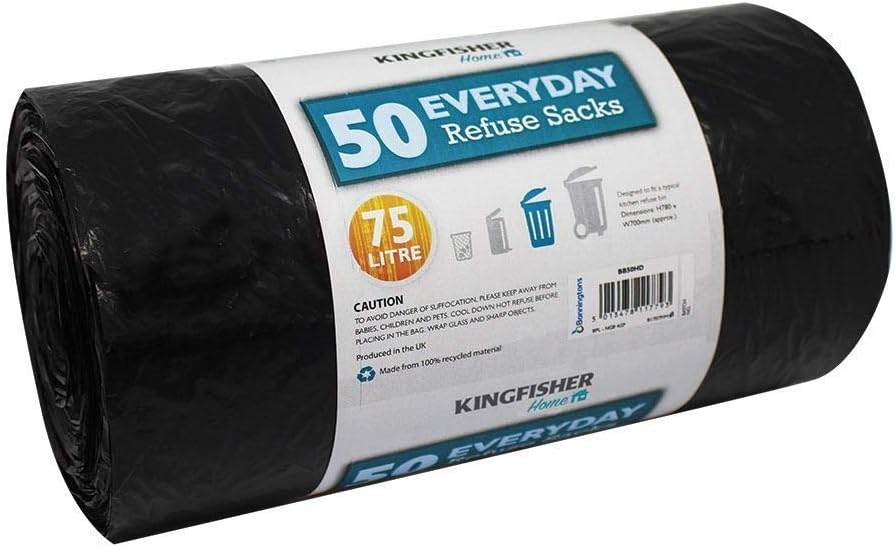 Kingfisher BB50HD 75 Litre Everyday Dustbin Bin Bag Liners