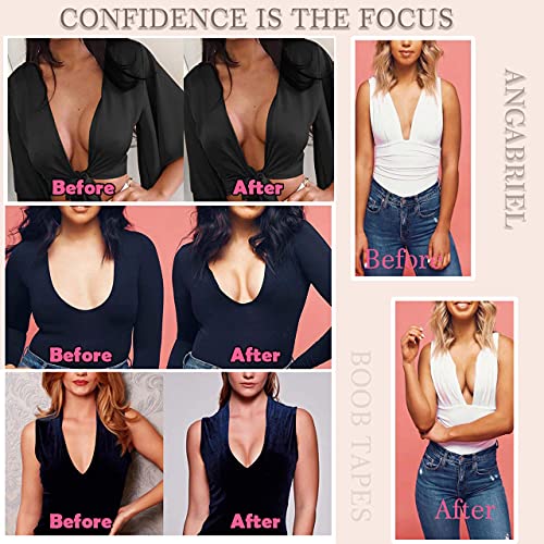 Angabriel Boob Tap Breathable Breast Lift Tape For Large Breasts，A-G Cup Adhesive Bra Body Tap Athletic Tape With Breast Pasties (2 Black, 2" X 16.4Ft) #TOP3