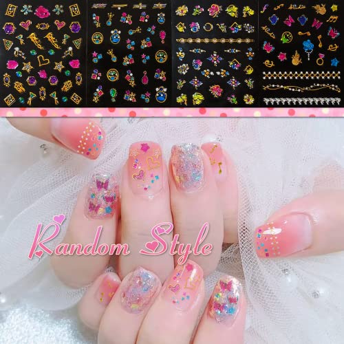 5D Nail Art Stickers, 7 Sheets Blue Diamond Style Embossed Nail Decals，Self-Adhesive Nail Art Stickers Retro Elegant Flower Butterfly Nail Supplies For Acrylic Nails #TOP4