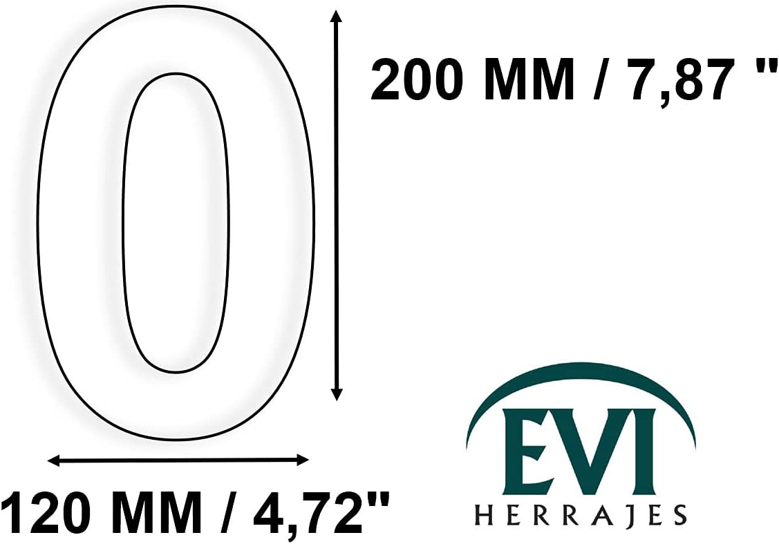 House Number Outdoor, Portal or Garage, 20 cm, Stainless Steel AISI 304, Adhesive Installation Number 0
