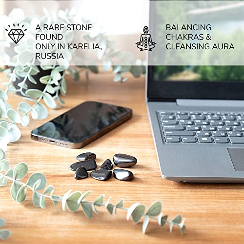 51dCmKA+bUL Shungite Tumbled Stones for Water Purification, 100g (0.22 lbs), Crystal Water Bottle Healing, Healing Crystal Infused… - Image 5