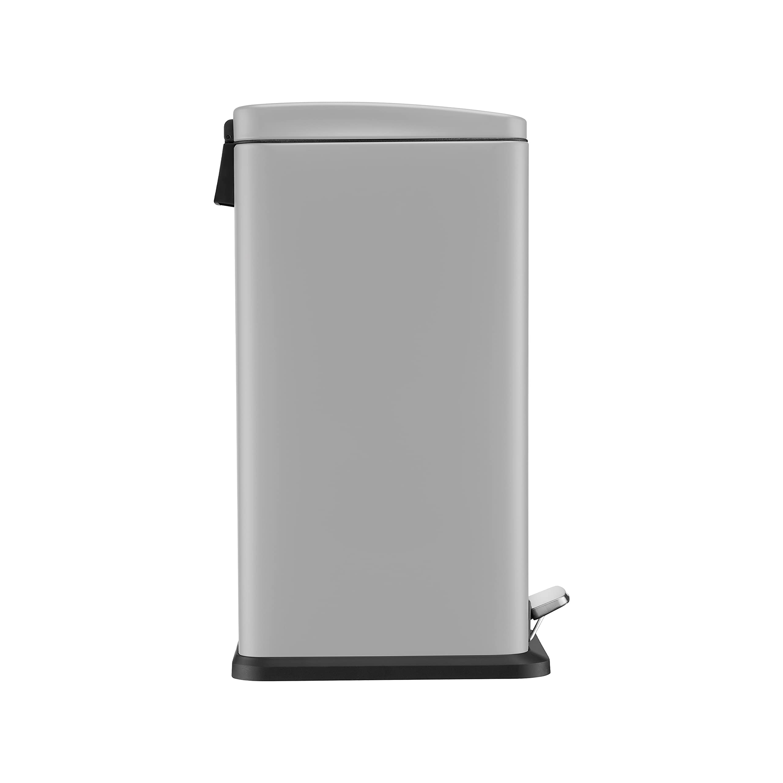 BLACK+DECKER BXBN00014E Slimline Treteimer mit sanft schließendem Deckel, Edelstahl, 56 x 22 x 36 cm, Grau, 20 l | Sanft Schließender Deckel mit Softclose | Herausnehmbarer Inneneimer mit Tragegriff | Fingerabdruckfrei | Fußpedal