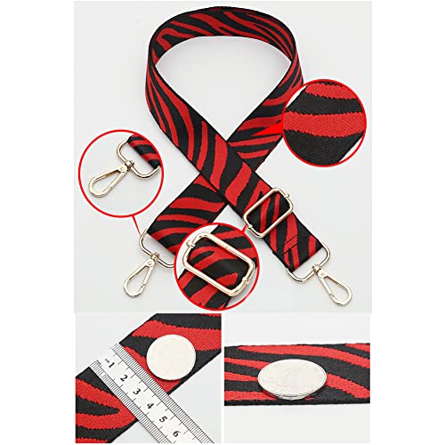 Multicolor Zebra Pattern 3.8Cm Wide Purse Strap Adjustable Handbag Strap Replacement Shoulder Crossbody Strap 80-140Cm, Black #TOP3