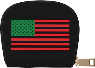 Pan-African American Flag Handcrafted Genuine Leather Card Holder Shell Secure Travel