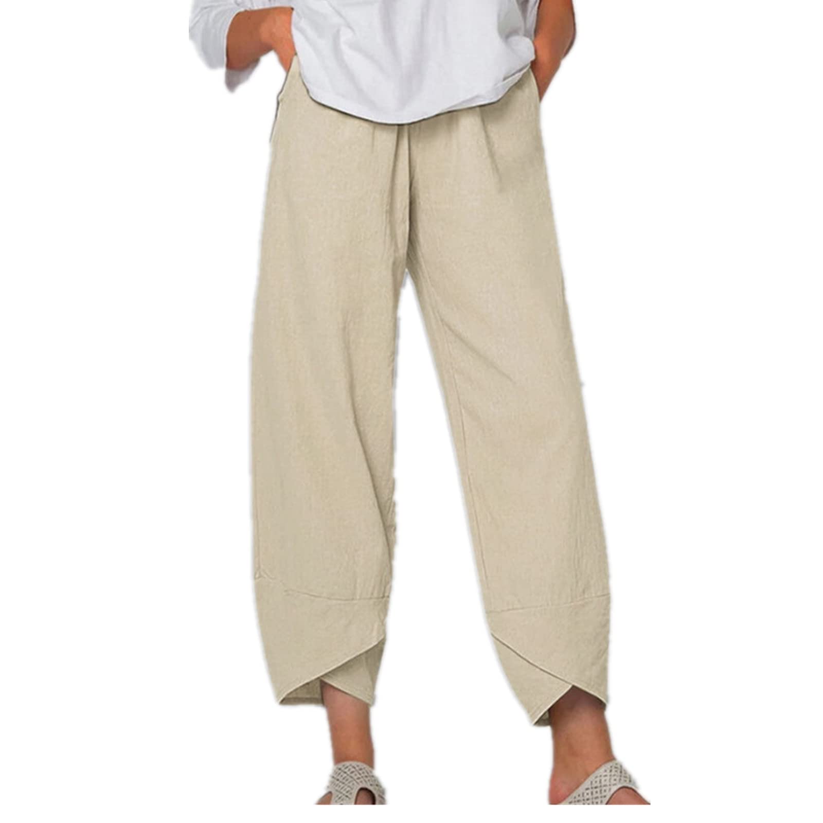 Solid Color Straight Wide Leg Pants Womens high Waist Loose and Thin Casual Fashion Trousers S Casuki