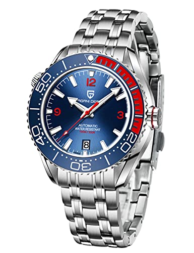 BY BENYAR Pagani Design Men Automatic Mechanical Watch Ceramic Bezel 100M Waterproof NH35A Movement Sapphire Glass (Steel Blue)