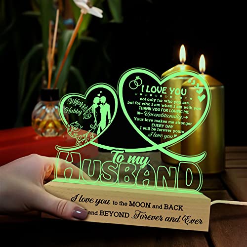 ARTSYWIX Gifts for Husband from Wife, Husband Gifts Acrylic 3D Led, Husband Birthday Gifts, Anniversary Wedding Gifts, Fathers Day Presents for Him Husband Boy Friend, Thank You Gift