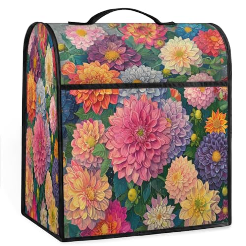 Coffee Maker Cover Vintage Flower Dahlia Kitchen Appliance Covers Small Appliance Covers Blender Cover Juicer Cover Dust Covers for Kitchen Appliances with Top Handle and Pockets,Washable,B898