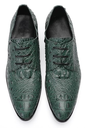 Santimon Men's Genuine Leather Oxfords Dress Shoes - Exotic Crocodile Pattern Lace-Up Formal Shoes, Premium Non-Slip Sole Derby for Business, Wedding and Formal Events3
