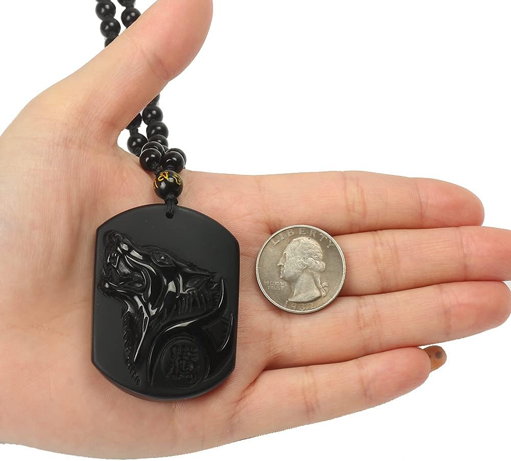 Black Obsidian Necklace Lucky Amulet Protection Pendant with Extended Bead Chain Healing Crystal Stone Talisman Necklaces Jewelry - Image 8