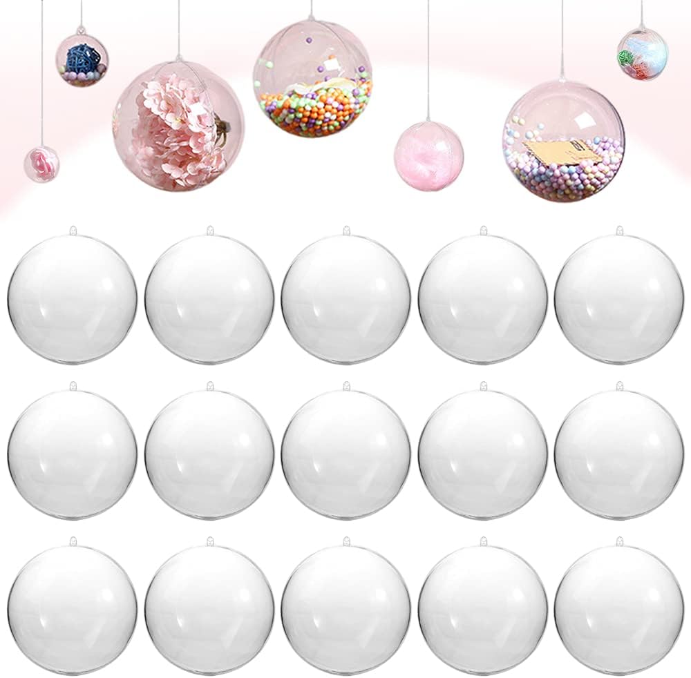 24 Pack Clear Plastic Fillable Ornaments Ball,2.8inch/70mm Transparent Plastic Craft Ornament Balls,DIY Plastic Christmas Tree Decorations Balls for Bath Bomb and Home Decor