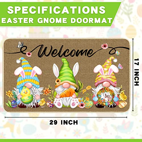 Image of TREWAVE Easter Decorative Doormat, Easter Gnome Door Mat, Non Slip Rubber Backing Doormat Decoration for Outdoor Indoor, Entrance, Spring Floor Mat, 29 x 17 Inch