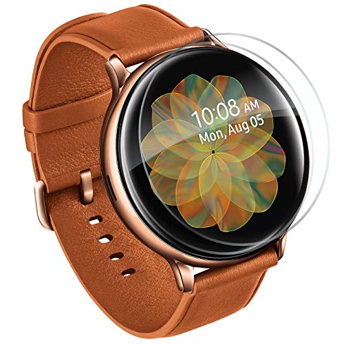 Lebama Panzerfolie für Samsung Galaxy Watch Active 2 44mm Schutzfolie Displayschutz Curved Clear Flexible Premium Zubehör Klar - 2 x Display Folie für Samsung Galaxy Watch ACTIVE2 2019 44 mm Cover