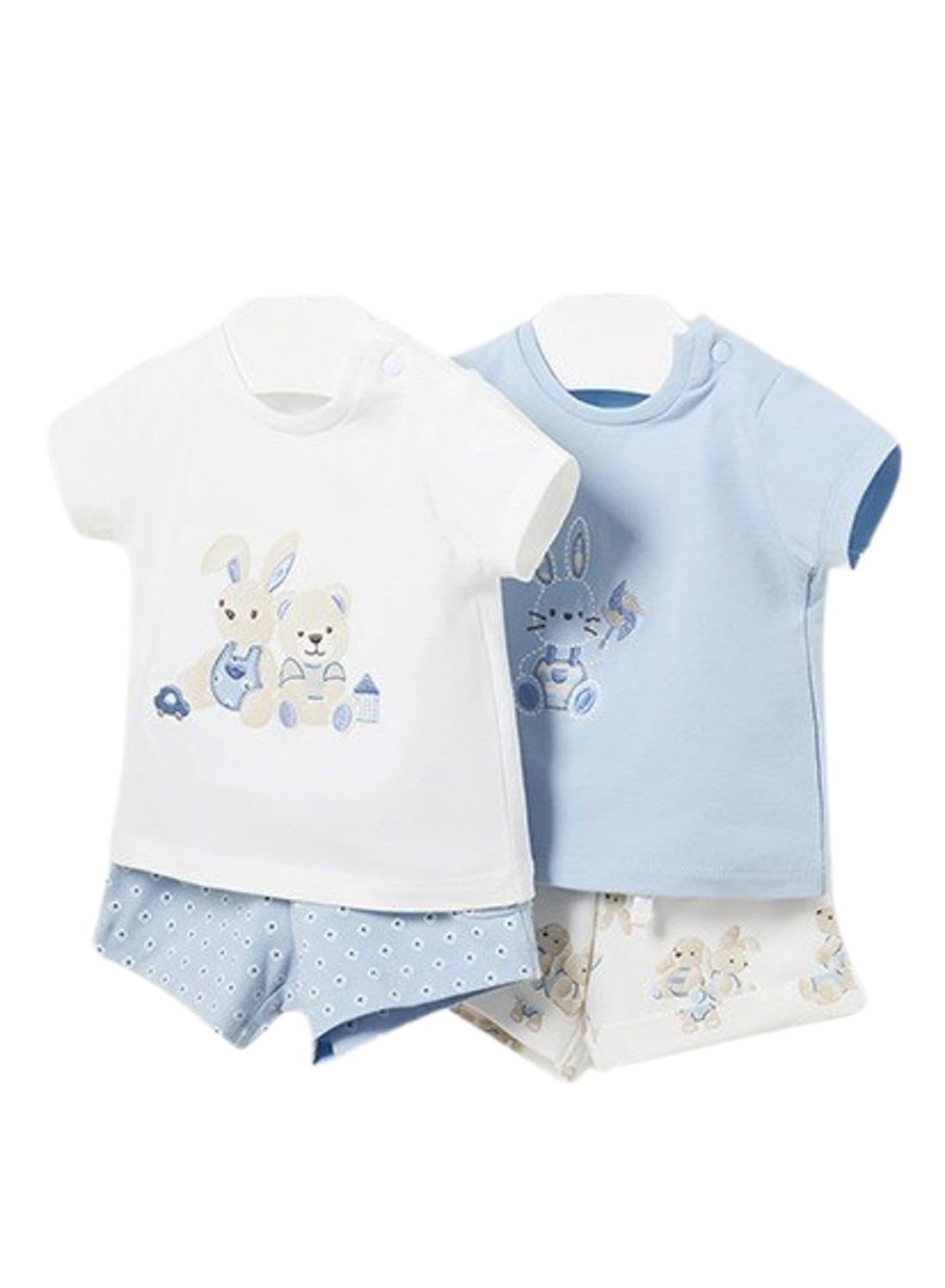 Mayoral Conjunto de verano bi-pack para recién nacido 4-6 meses - 70 cm color azul y blanco, Color blanco., 6 mesi, Color blanco., 6 mesi