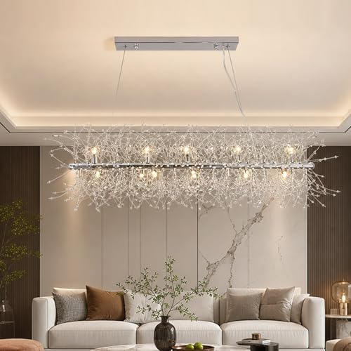Luminaire de restaurant lustre feux d'artifice cristal or suspension LED 18 branches