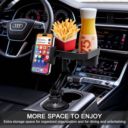 Portavasos multifuncional ajustable con bandeja y soporte para teléfono miniatura 6