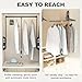 YJINGRUI Pull Down Closet Rod, 120° Pull-down Wardrobe Hanger with Lift Damping System, 55lb Adjustable Clothing Rack for Cloakroom/Bedroom/Balcony (25.6