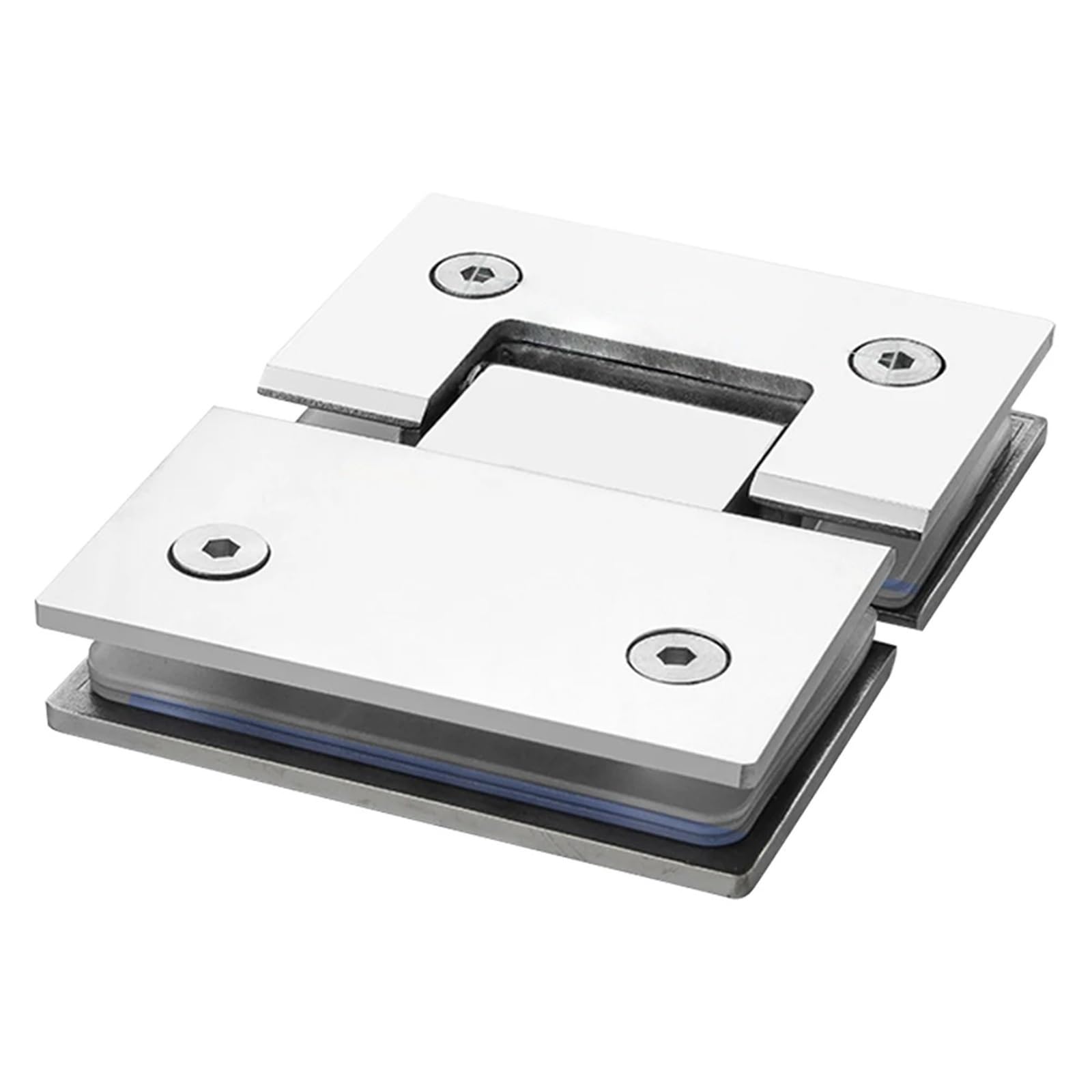 2 uds 180 grados Clip de escaparate acero inoxidable soporte vidrio resistente abrazadera puerta ducha bisagra muebles piezas repuesto(Silver)