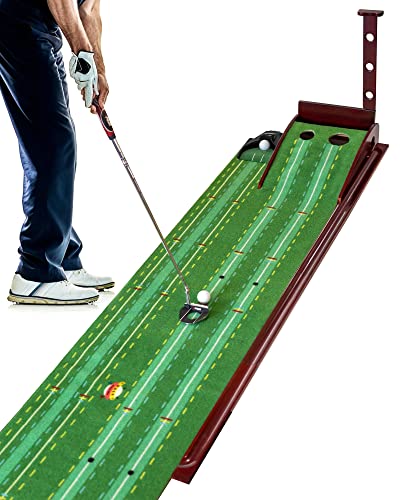 Golf Putting Greens For Indoor Use Three-Track Golf Putting Mat With Ball Return System Winkle-Free Indoor Putting Green For Practicing At Home Or Office, Great Gift For Golf Lover #TOP2