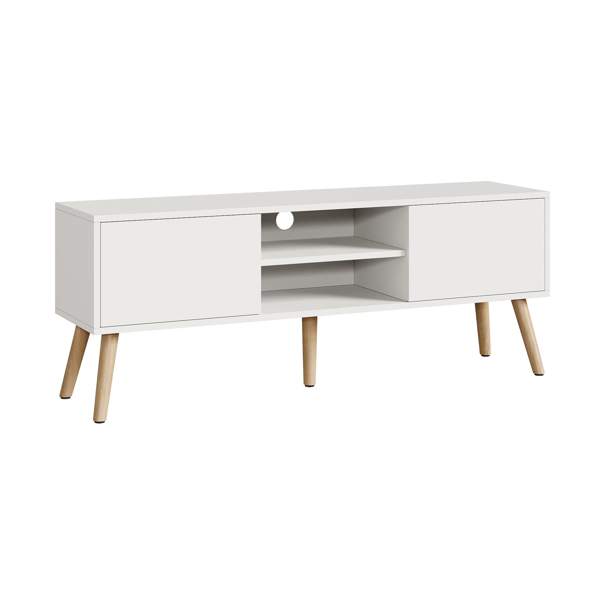 [en.casa] Fernsehtisch Eskilstuna mit Schranktüren und Ablagefächern Fernsehschrank TV Sideboard für Schlafzimmer, Wohnzimmer 120 x 29,5 x 46,5 cm Weiß