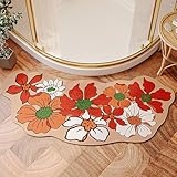 Tapis de Sol Incurvé, Tapis À Illusion D'optique 3D, Élégant et Durable, Forte Capacité D'absorption, Adapté À La Salle de Bain(Red,Medium)