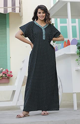 Image of G4Girl Pure Cotton Embroidery Nighty for Women's | Night Gown | Nighty | Nightdress | Maxi | Sleepwear | Jaipuri Nighty | Nighties | Gown