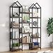Tribesigns Rustic Triple Wide Bookshelf, 12 Open Shelves Etagere Bookcase Vintage Industrial Book Shelves Wood and Metal Display Shelf Storage Organizer for Home Office, Rustic Brown